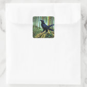 Woodland Rustic Black Raven Vierkante Sticker (Tas)
