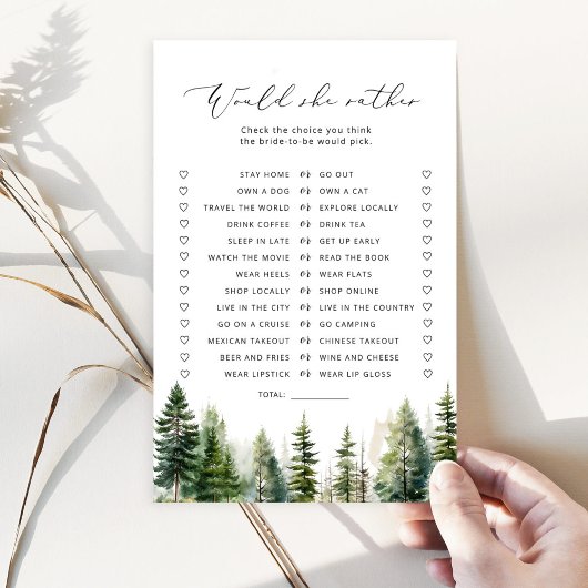 Woodland rustiek Zou ze liever bruids spel