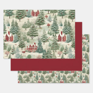 Woodland rustieke land kerst schattig  inpakpapier vel
