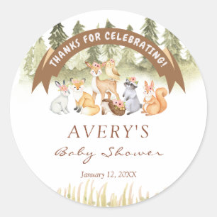 Woodland Safari Animals Baby shower Ronde Sticker