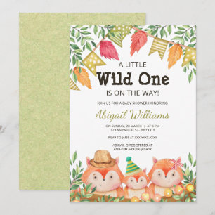 Woodland Safari Fox Family Baby shower Invitation