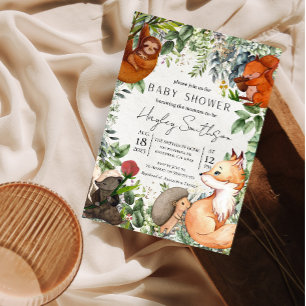 Woodland Safari Zoo Dieren Thema-baby shower Kaart