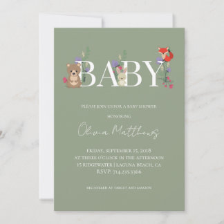 Woodland Sage Groene Baby Shower Kaart