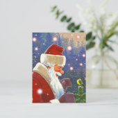 Woodland Santa & Chickadee Tree Topper Feestdagenkaart (Staand voorkant)