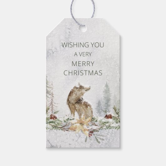 Woodland Scene Wolf kerstcadeautjes Labels Cadeaulabel (Voorkant)