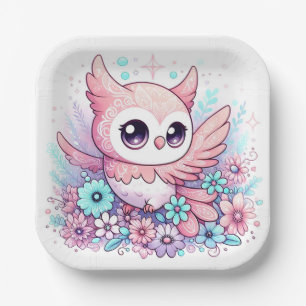 Woodland Schattig Owl Baby shower Papieren Bordje