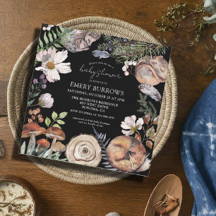 Woodland Schattige Bos Dieren Zwart Baby shower Kaart