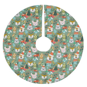 Woodland Schattige Santa Animals Green Kerstboom Rok