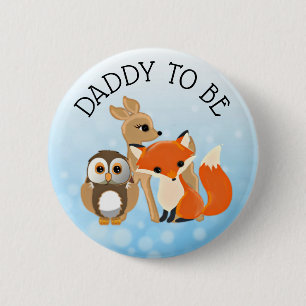 Woodland Schept pap om Baby shower Button te zijn
