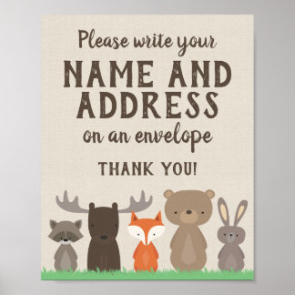 Woodland schrijft Jouw naam en Adres op Envelope Poster