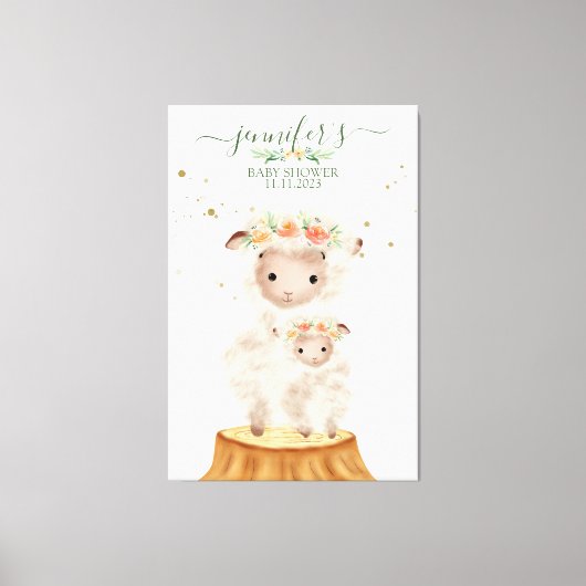 Woodland Sheep Animal Soft Baby Mom Canvas Afdruk (Voorkant)