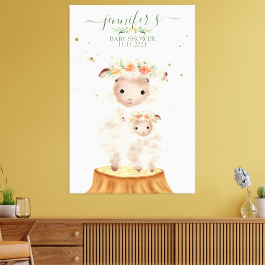 Woodland Sheep Animal Soft Baby Mom Canvas Afdruk (Insitu (Woonkamer))