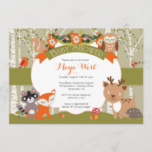 Woodland Shower - Forest Animals thema Baby Showe Kaart