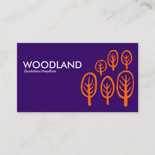 Woodland - Sinaasappel op Dark Paarse Visitekaartje (Voorkant)