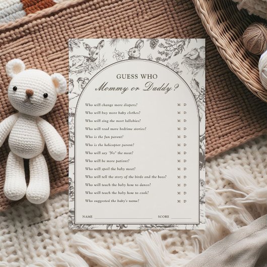 Woodland Sketched Guess Who Game Card Kaart