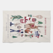 Woodland ski nordique Noël Serviette de cuisine (Horizontal)