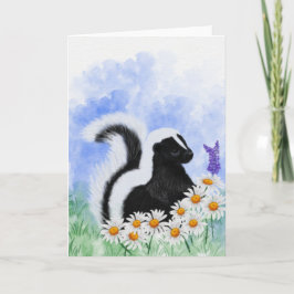 Woodland Skunk in Daisy Meadow 5x7 Greeting Card Kaart
