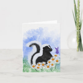 Woodland Skunk in Daisy Meadow Small Greeting Card Bedankkaart