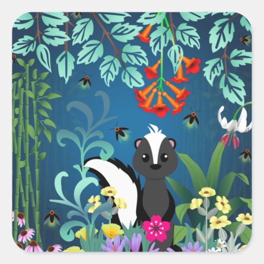Woodland Skunk Vierkante Sticker (Voorkant)