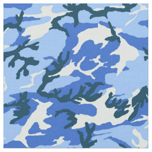 Woodland Sky Blue Camouflage Stof