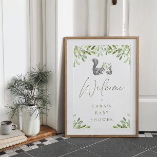 Woodland Squirrel Baby shower Welkomstbord Poster