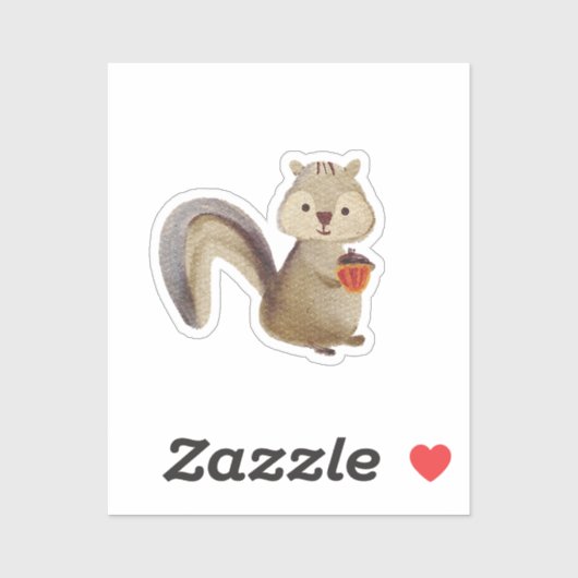 Woodland Squirrel Waterverf Sticker (Vel)