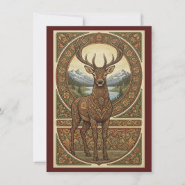 Woodland Stag Nordic Folk Art Flat Thank You Bedankkaart