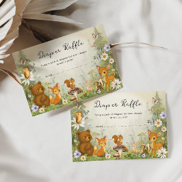 Woodland Storybook Forest Animals Diaper Raffle Informatiekaartje