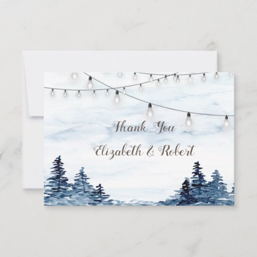 Woodland, String Lights, Waterverf Hartelijk dank Bedankkaart (Voorkant)