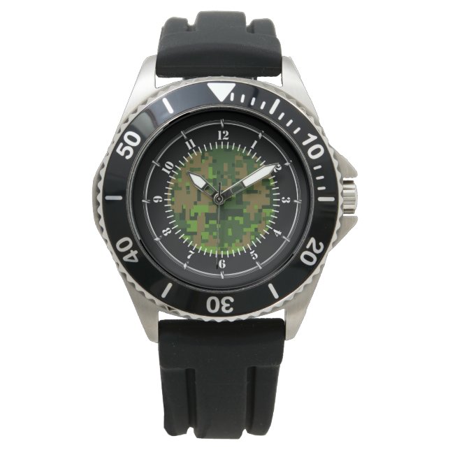 Woodland Style Groene digitale camouflage horloge (Voorkant)