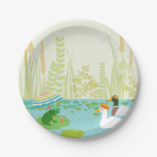 Woodland Summer Lake Animals Vacation Party Papieren Bordje
