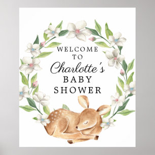 Woodland Sweet Deer Baby shower Welkomstteken Poster