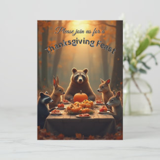 Woodland Thanksgiving Party Vrienden en familie Kaart