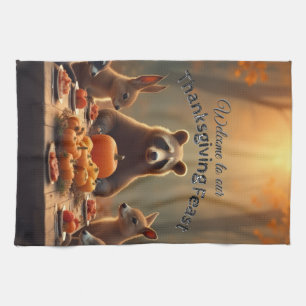 Woodland Thanksgiving Party Vrienden en familie Theedoek