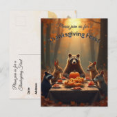Woodland Thanksgiving Party Vrienden en familie Uitnodiging Briefkaart (Voorkant / Achterkant)