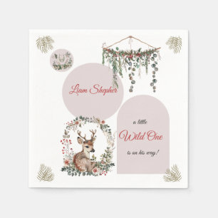 Woodland-thema groen Baby shower Servet