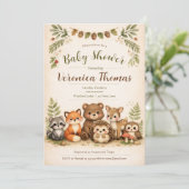 Woodland Theme Adorable Forest Animals Baby Shower Kaart (Staand voorkant)