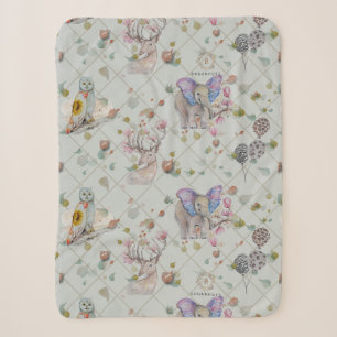 Woodland Theme Baby Sherpa Deken