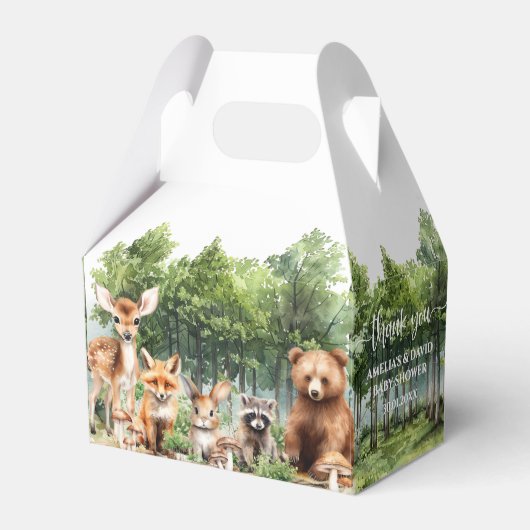 Woodland Theme Baby shower Bedankdoosjes (Voorkant Zijde)