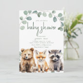 Woodland Theme Baby shower met Dieren Kaart (Staand voorkant)