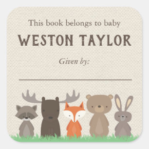 Woodland Theme Bookplate Stickers voor Baby shower