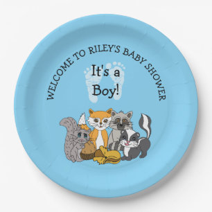 Woodland Theme Boy's Baby shower Papieren Bordje