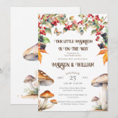 Woodland Toadstool Mushroom Herfst Baby shower Kaart (Voorkant / Achterkant)