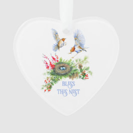 Woodland Treasures Bless Deze nest Kerstmis Ornament