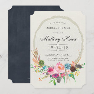 Woodland Tree Ring Bridal Shower Invitation Kaart