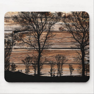 Woodland Tree Silhouette op het schuurbord Muismat