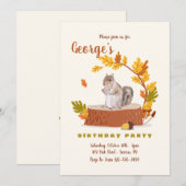 Woodland Tree Stump Birthday Invitation Kaart (Voorkant / Achterkant)