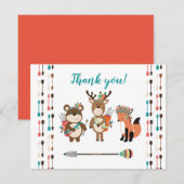Woodland Tribal Boho Baby shower Merci notes (Devant / Derrière)