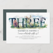 Woodland Trois - 3e Invitation d'anniversaire (Devant / Derrière)