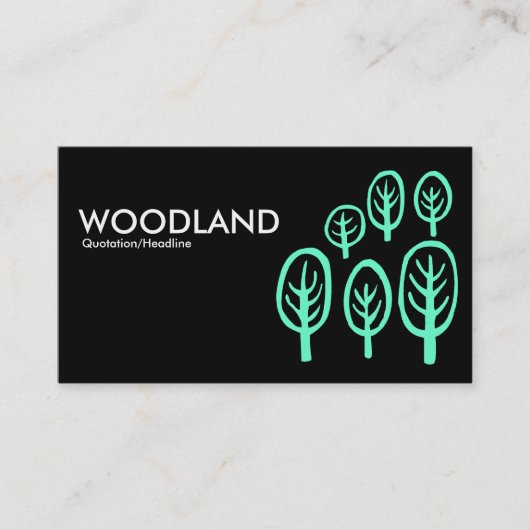 Woodland - Turquoise op Black Visitekaartje (Voorkant)